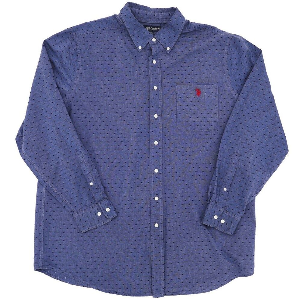U.S. Polo Assn. Long Sleeve Cotton Button Down Dress Shirt Mens‎ XLT